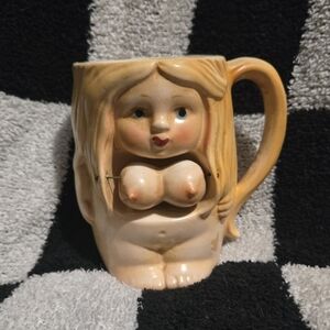Vintage 70s Spencer Gifts Ceramic Mug Nude Risqué Cup